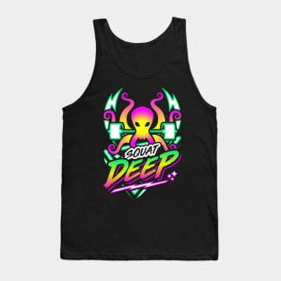 Squat Deep Kraken Retro Neon Synthwave 80s 90s Tank Top